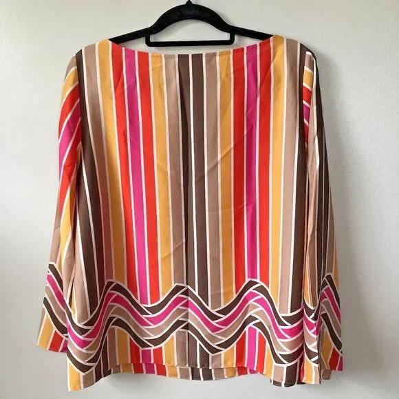 Trina Turk Dawn Top Womens Large Retro Stripe Mod 60s 70s Colorful Disco Party - Picture 8 of 11